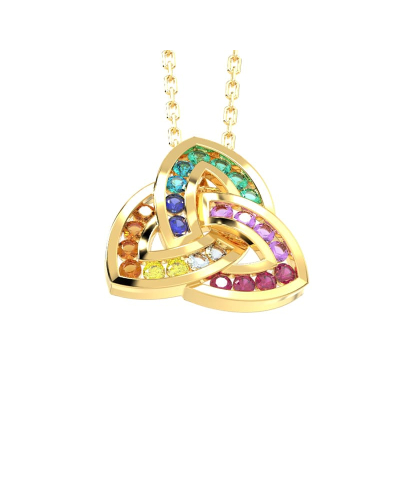 Pendentif or jaune 18k trilogie saphir