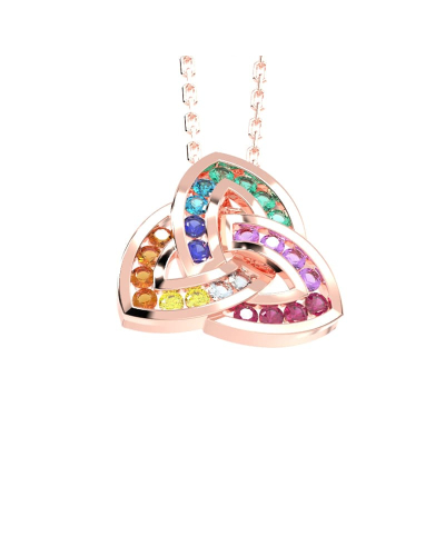 Pendentif or rose 18k trilogie saphir