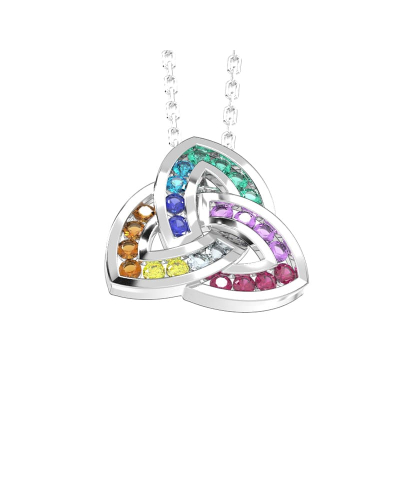 Pendentif or blanc 18k trilogie saphir