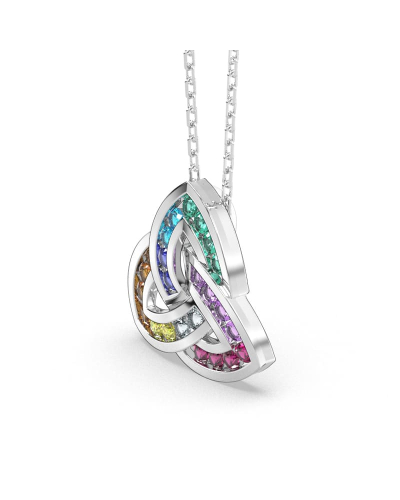 Pendentif or blanc 18k trilogie saphir