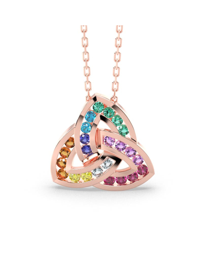 Pendentif or rose 18k trilogie saphir