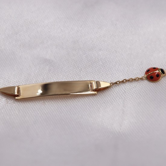Gourmette coccinelle - Or jaune -Enfant