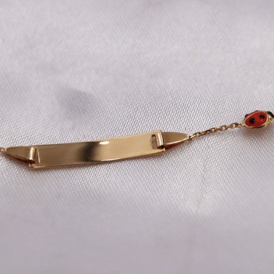 Gourmette coccinelle - Or jaune -Enfant