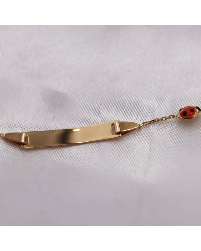 Gourmette coccinelle - Or jaune -Enfant