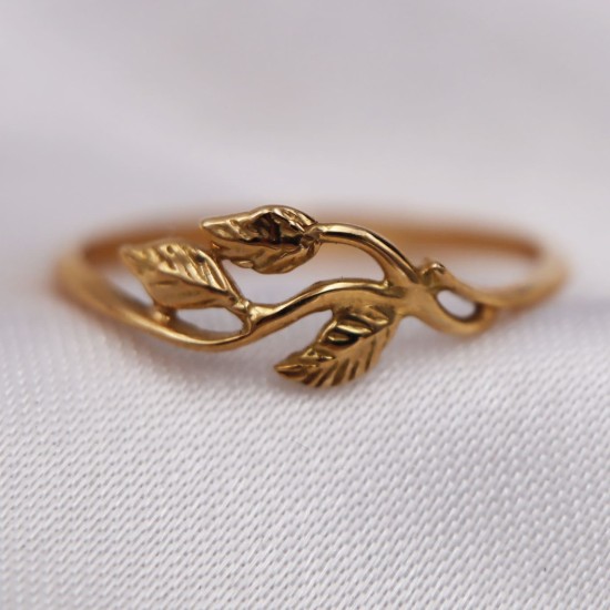 Bague feuilles en or jaune