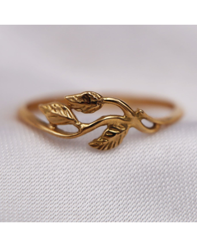 Bague feuilles en or jaune