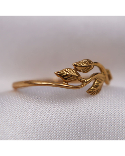 Bague feuilles en or jaune