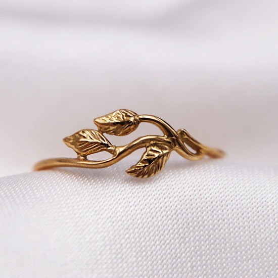 Bague feuilles en or jaune