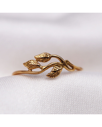 Bague feuilles en or jaune