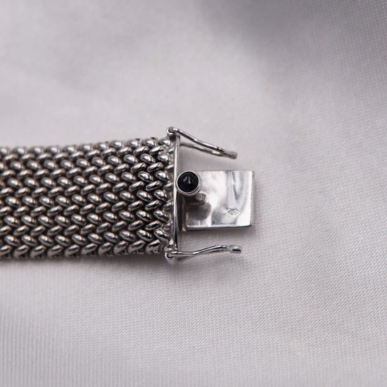 Bracelet Maille Milanaise or blanc