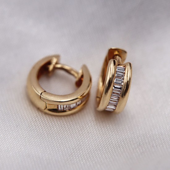 Petites créoles diamants baguettes