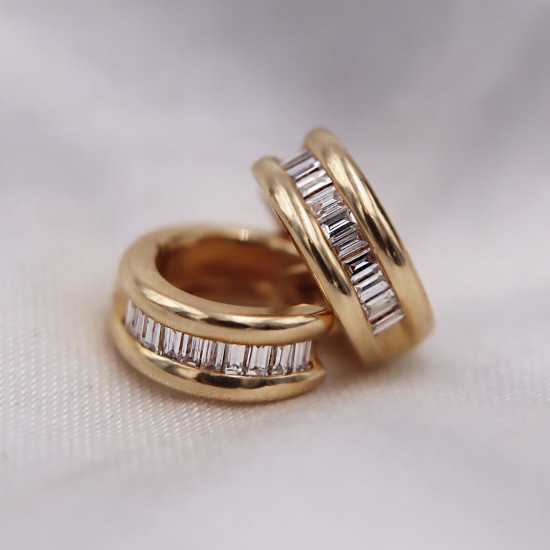 Petites créoles diamants baguettes