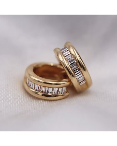 Petites créoles diamants baguettes