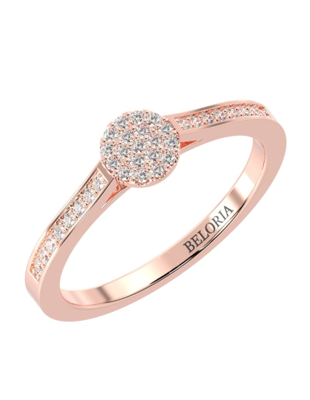 Solitaire coussin accompagné en or jaune 18k et diamants 2