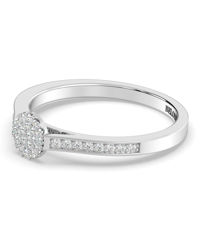 Solitaire coussin accompagné en or blanc 18k et diamants