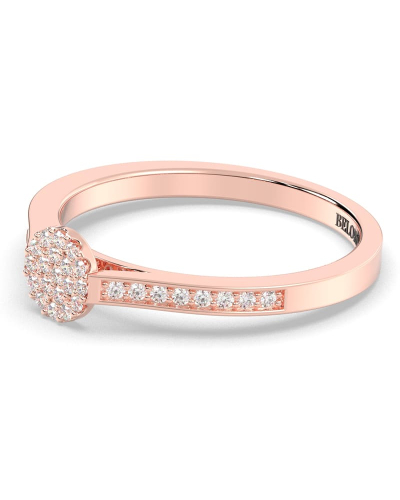 Solitaire coussin accompagné en or rose 18k et diamants