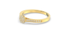 Solitaire coussin accompagné en or jaune 18k et diamants