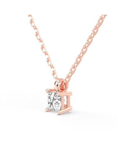 collier diamant princesse en or rose 18k