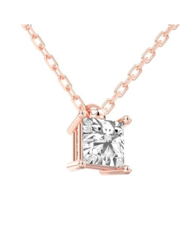 collier diamant princesse en or rose 18k