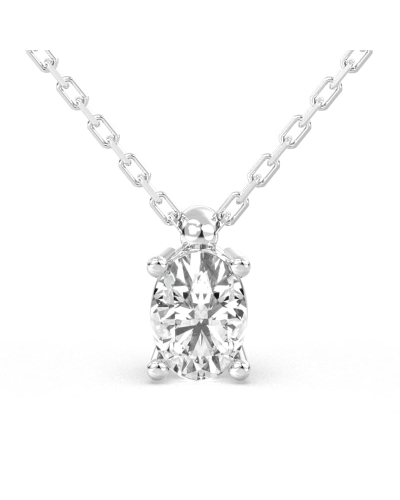 collier diamant ovale en or blanc   18k