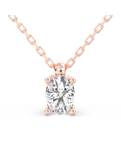 collier diamant ovale en or rose   18k