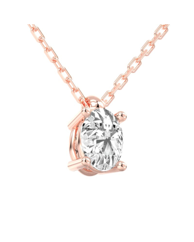 collier diamant ovale en or rose   18k