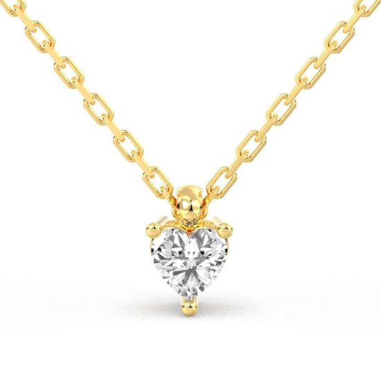 collier diamant coeur en or jaune 18k