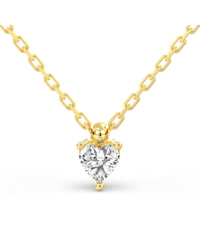 collier diamant coeur en or jaune 18k