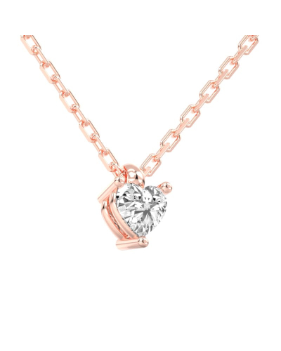collier diamant coeur en or rose 18k