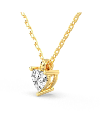 collier diamant coeur en or jaune 18k