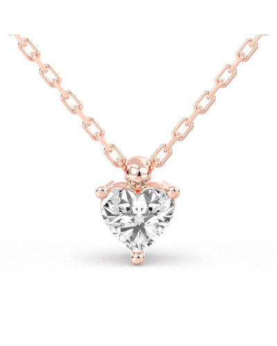 collier diamant coeur en or rose 18k