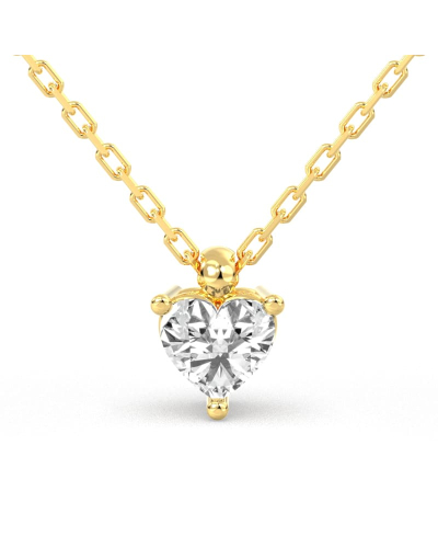 collier diamant coeur en or jaune 18k