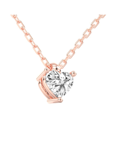 collier diamant coeur en or rose 18k