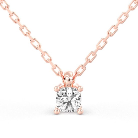 collier diamant coussin en or rose 18k
