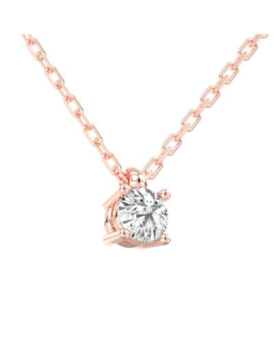 collier diamant rond en or rose 18k
