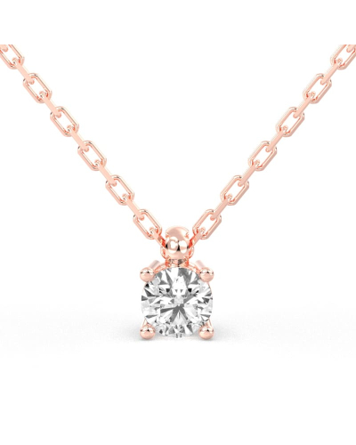 collier diamant rond en or rose 18k