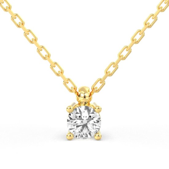 collier diamant rond en or jaune 18k