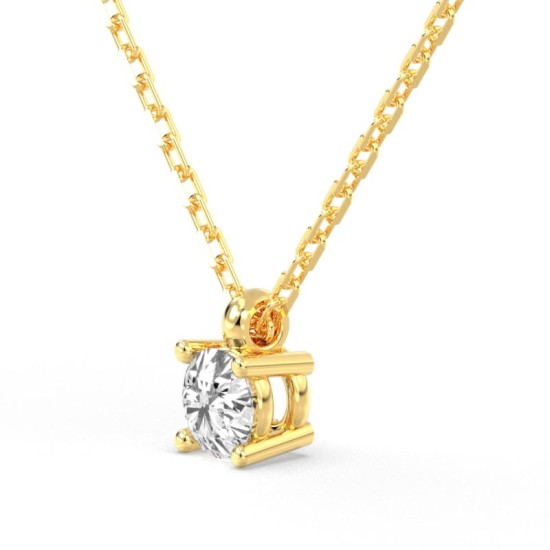 collier diamant rond en or jaune 18k