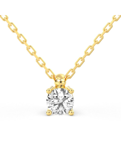 collier diamant rond en or jaune 18k