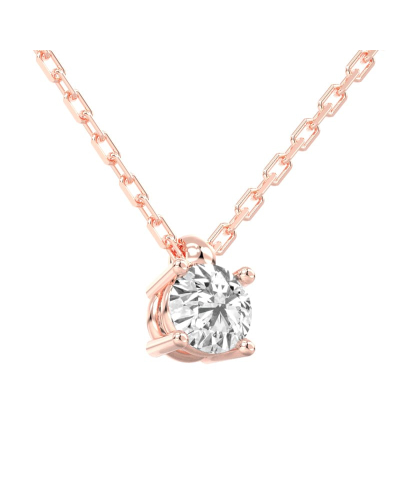 collier diamant rond en or rose 18k