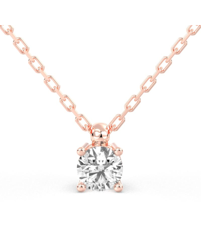collier diamant rond en or rose 18k