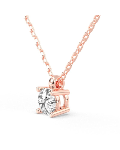 collier diamant rond en or rose 18k