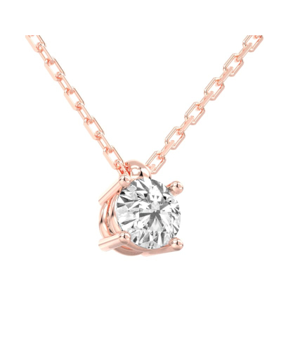 collier diamant rond en or rose 18k