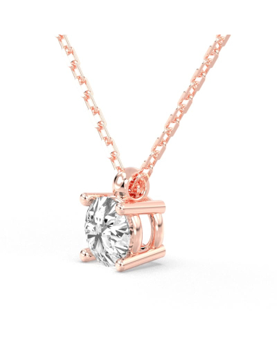 collier diamant rond en or rose 18k
