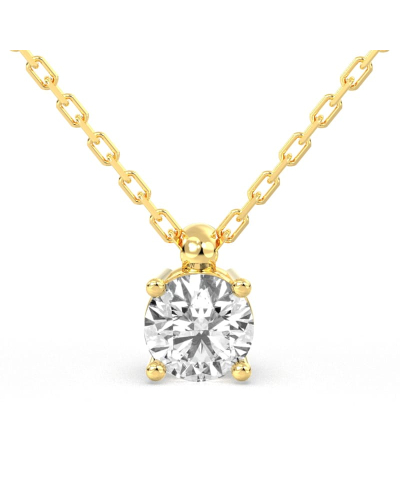 collier diamant rond en or jaune 18k