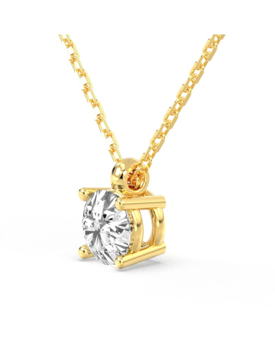 collier diamant rond en or jaune 18k
