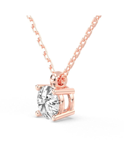 collier diamant rond en or rose 18k