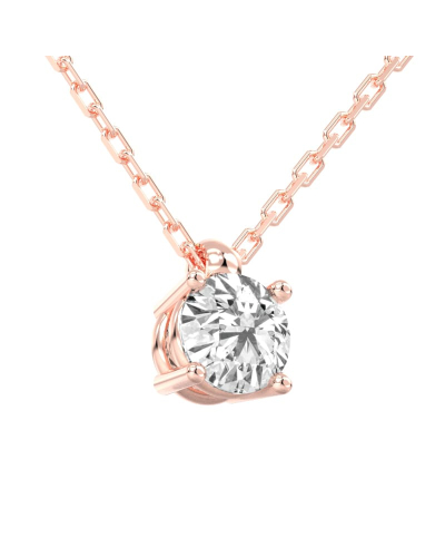 collier diamant rond en or rose 18k