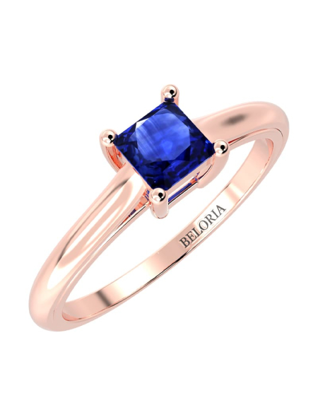 Bague solitaire en or blanc avec saphir princesse 2