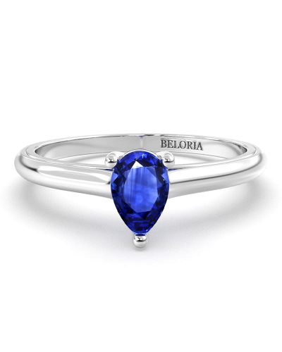 Bague solitaire en or blanc avec saphir poire